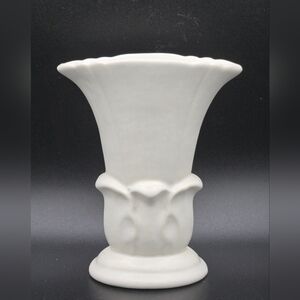 Vintage Matte White Ceramic Tulip Vase